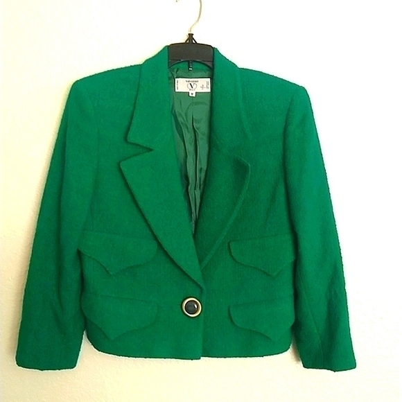 Valentino Jackets & Blazers - Vintage Valentino crop tweed one button 3/4 sleeve wool blend blazer sz 6